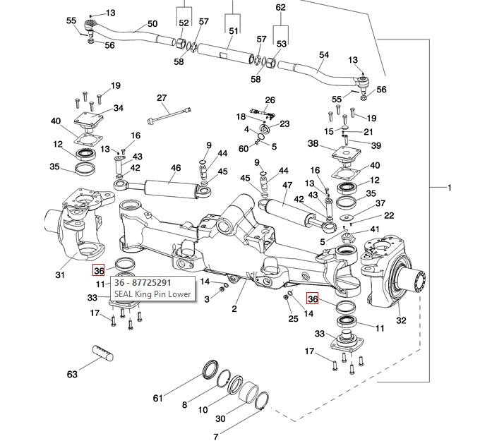 Манжета шкворня поворотного кулака 47465070